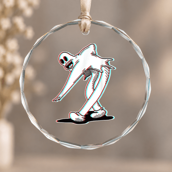 Koko Ghost Glitch Dancing Ornament, Hanging Decor, Circle Glass Ornament