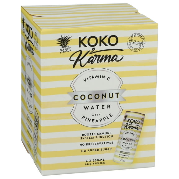 Koko Karma Coconut Water with Pineapple Juice and Vitamin C 4 Pack