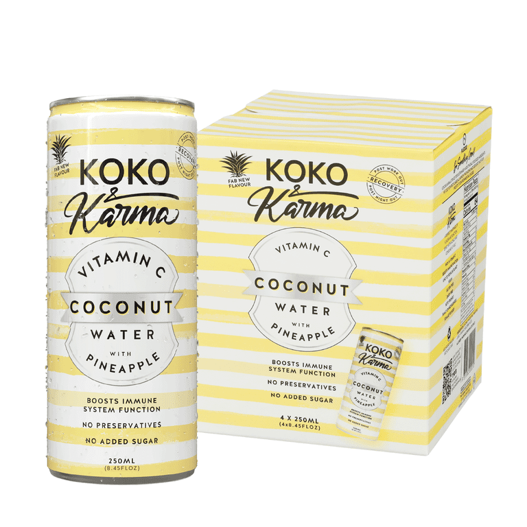 Koko & Karma Pineapple Coconut Water, Vitamin C, No Added Sugar, 4 Koko & Karma Pineapple Coconut Water, Vitamin C, No Added Sugar, 4