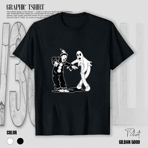 Koko The Clown And Ghost Dancing Vintage 1930s Cartoon Meme Unisex T-Shirt, up to size 5XL