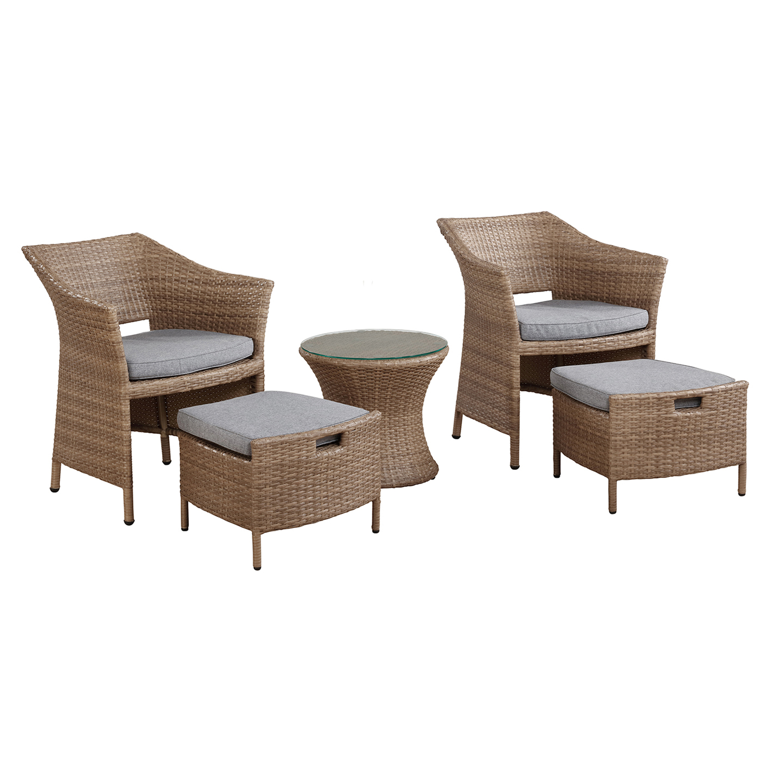 Kokoli All-Weather Conversation Set with Set of 2 Chairs with Ottomans and 17"H Accent Table - image 1 of 9