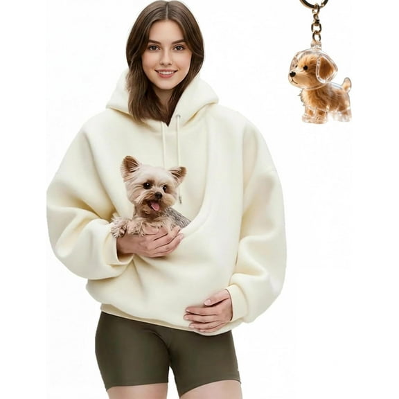 Kokopaws Pet Sling Hoodie, Oversized Sweatshirt with Front Carry Pouch for Cats, Puppies, and Small Dogs