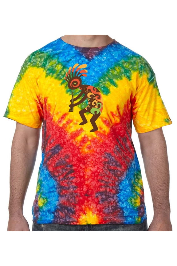 Kokopelli Cave Drawing Psychedelic Tie Dye Tee Shirt - Woodstock, 2XL