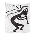 thumbnail image 1 of Kokopelli Soft Flannel Fleece Blanket, Monochrome Minimalistic Tribal Musical and Fertility Cultural Folk Art, Cozy Plush for Indoor and Outdoor Use, 50" x 70", Dark Taupe and White, by Ambesonne, 1 of 5