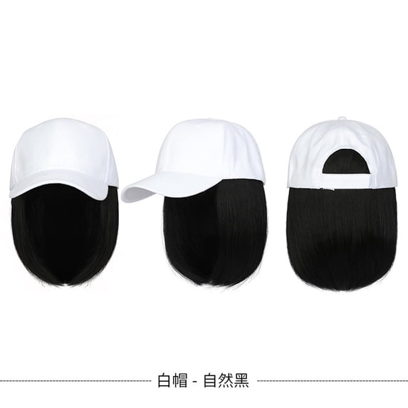 Kokovifyes Straight Short Bob Wig Baseball Wig Baseball Cap Hair Wig Hats with Hair Baseball Cap with Hair Extensions for Women Straight Short Bob Wig