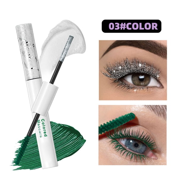 Kokovifyves 10g 2 In 1 Double Ended Mascara, Glitter Matte Colorful Mascara, Diamond Volumizing Lengthening Curling Long Lasting Eyelash Makeup