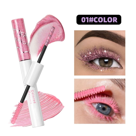 Kokovifyves 10g 2 In 1 Double Ended Mascara, Glitter Matte Colorful Mascara, Diamond Volumizing Lengthening Curling Long Lasting Eyelash Makeup