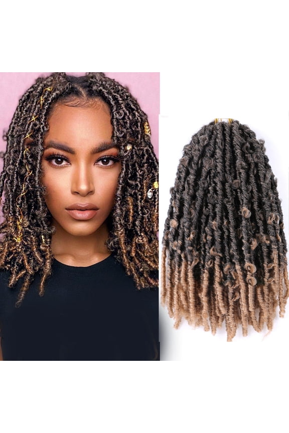 13.77"Wigs for Women Crochet Hair Distressed Bow Faux Braids Messy Pre Looped Soft Locks Gold