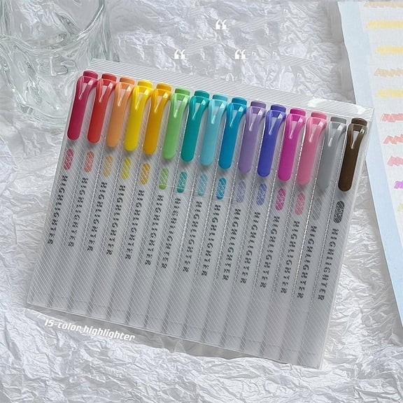 Kokovifyves 15PCS Double-ended High-light Pen Marking Key Pen Non Paper High-value Color Notebook Pen for Office 10ml