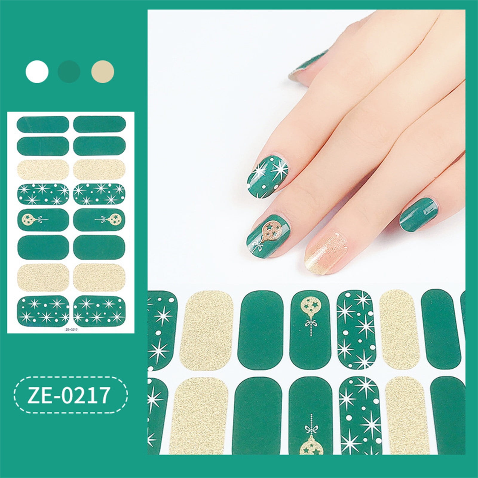 Kokovifyves 16 Strips SemiCured Gel Nail Stickers Set for UVlamp Designer 3 Dimensions Nail