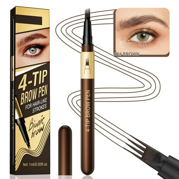 Kokovifyves 1ml Waterproof Non Smudging Sweat Proof Non Fading Four Claw Eyebrow Pencil Makeup Tool Beauty Accessory