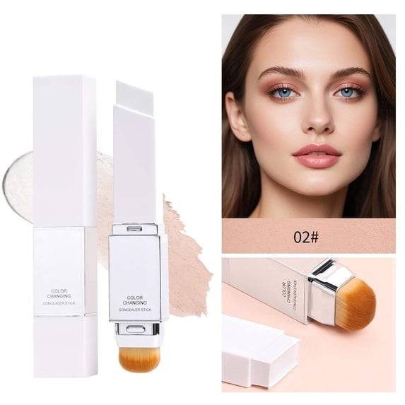Kokovifyves 2-in-1 Double Ended Foundation Stick, Warm Color Changing, Natural Coverage, Non-Greasy Even Skin Tone