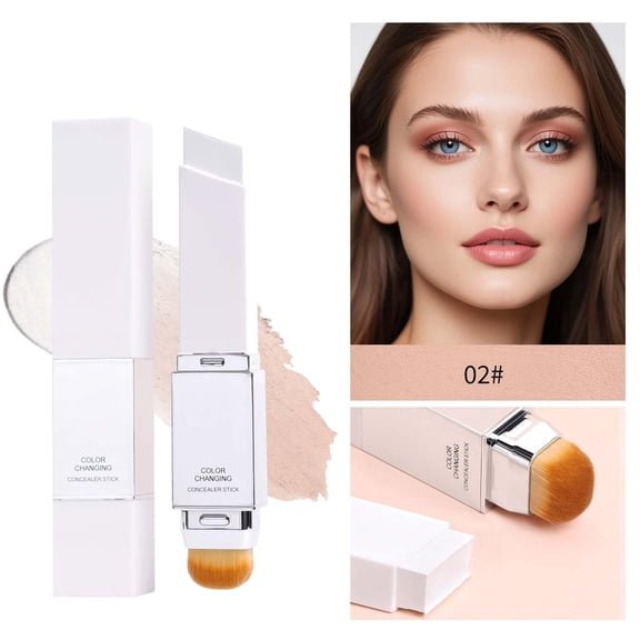 Kokovifyves 2-in-1 Double Ended Foundation Stick, Warm Color Changing, Natural Coverage, Non-Greasy Even Skin Tone