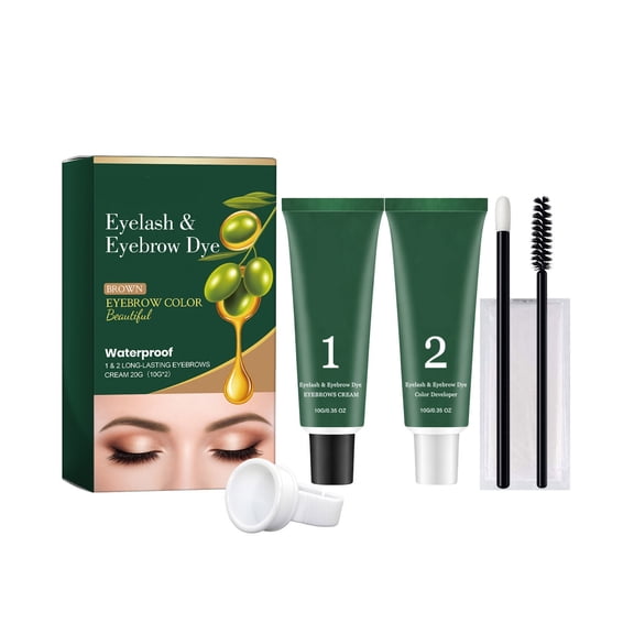 Kokovifyves 2-in-1 Eyelash & Eyebrow Dyeing Set, Fade-Proof Non-Smudging Long-Lasting Makeup Kit