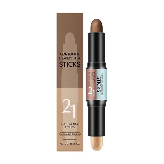 Kokovifyves 2-in-1 Highlighter Makeup Stick Ended Sculpting Long-Lasting Blendable Highlight Stick