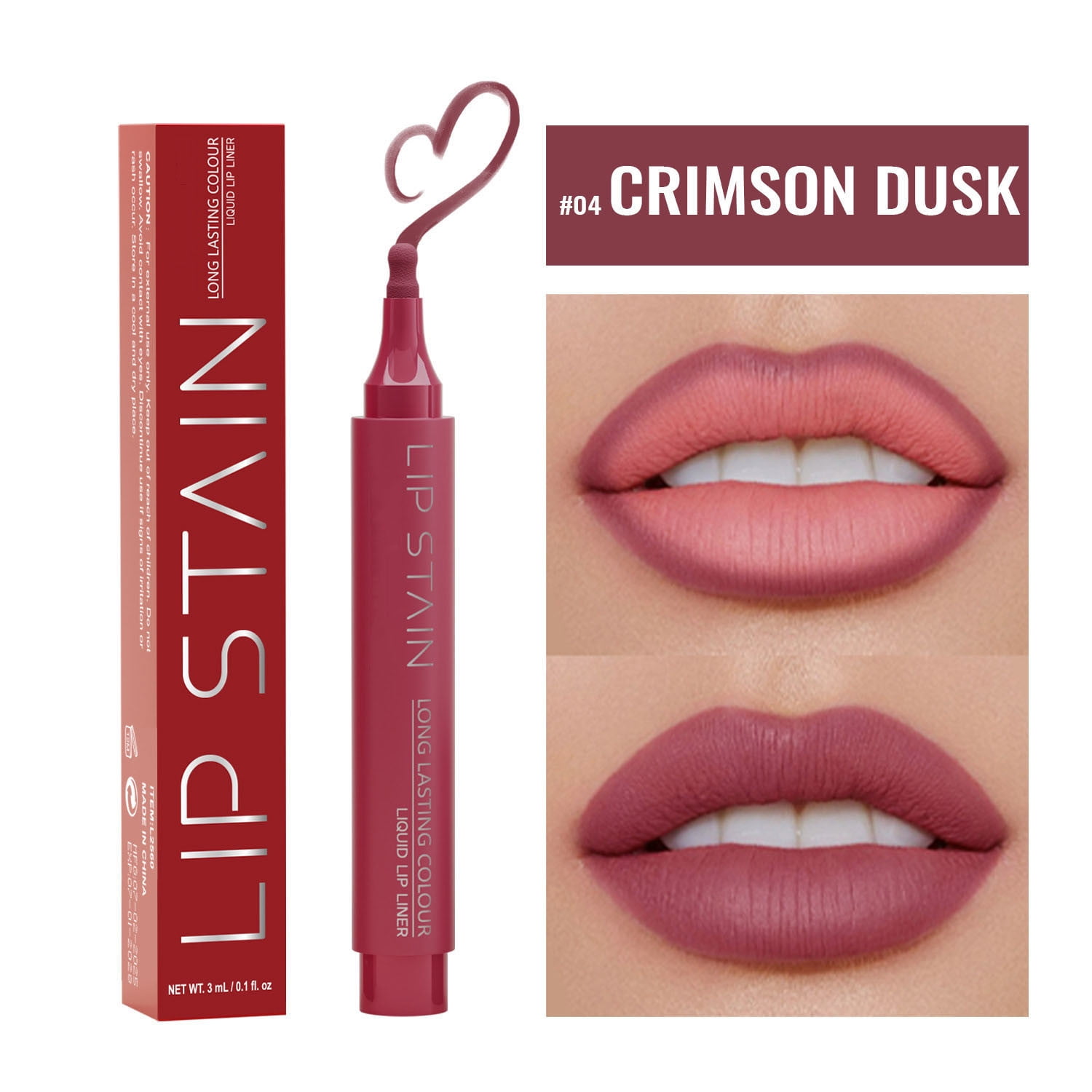 Kokovifyves 2 in 1 Lip Stain and Lip Liner Matte Liquid Lipstick Liner Pen High Pigmented Lipstick 3ml