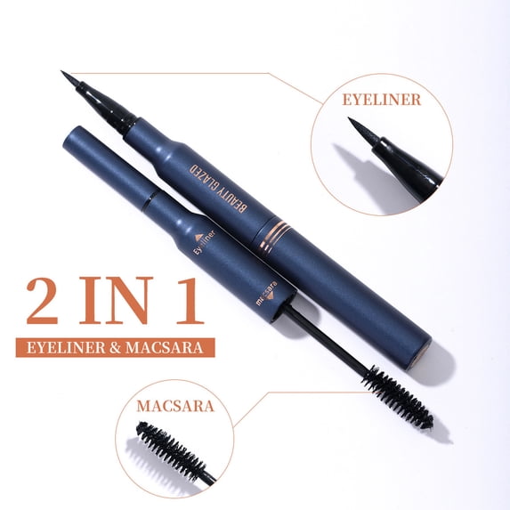 Kokovifyves 2 in 1 Natural Long Mascara Set Eyelash Extension Eye Makeup Cosmetics for Women 4ml