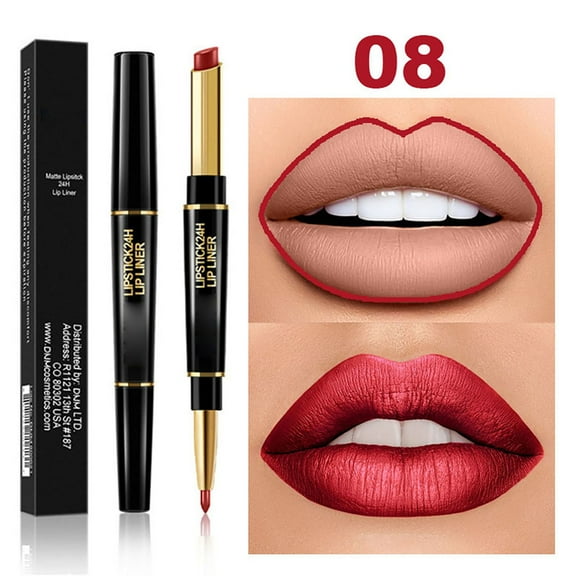 Kokovifyves 2-in-1 Stain Lip Liner and Lipstick Combo Set Lip Liner Pencil-in-1 Lipstick and 24h Lip Liner Set
