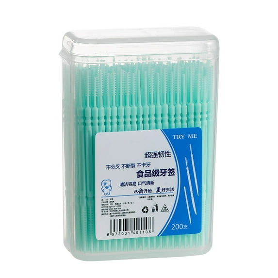 Kokovifyves 200Pcs Disposable Plastic Toothpicks Double-head Oral Care Interdental Floss Cleaners