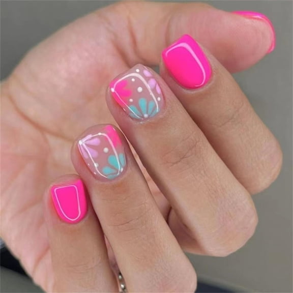 Kokovifyves 24Pcs Artificial Fake Nails Nail Art Set Makeup Nail Kits for Women