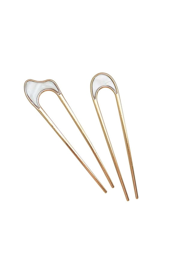 2PCS French Hair Pin New U-shaped Hair Pins for French Twists Hair French Hair Sticks Fork for Thick Hair Buns Chignons Gold Hair Clips Hair Styling Accessories