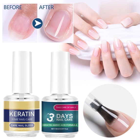 Kokovifyves 2Pcs 3-Day Nail Strengthener Oil with Keratin - Intensive Repair for Dry Brittle Nails Cuticles