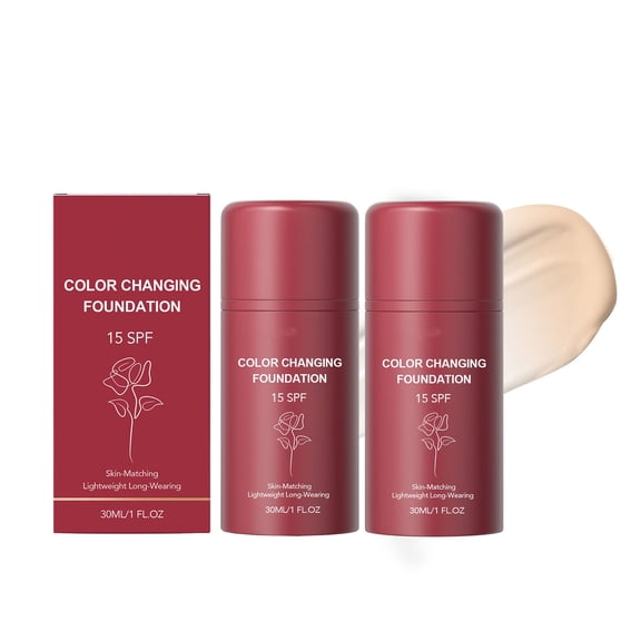 Kokovifyves 2Pcs Non-Greasy Color Changing Concealer 30ml, Gentle Blendable Coverage for Mature Daily Facial Makeup