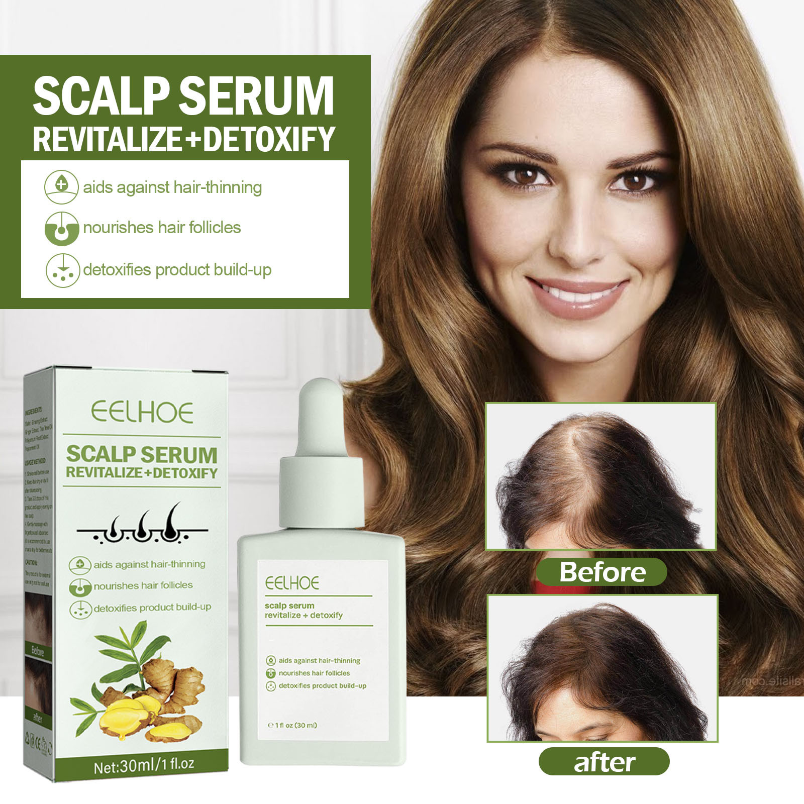 Kokovifyves 30Ml Scalp Serum Hair Loss Hair Thinning Hair Growth Liquid