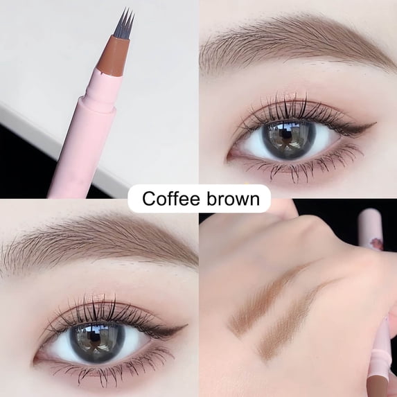 Kokovifyves 4-Tip Eyebrow Pen Liquid Water Eyebrow Pencil Simulation Eyebrow Color Rendering Natural Sweat Eyebrow Pencil 1.5ml