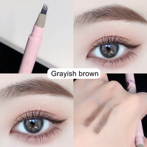 Kokovifyves 4-Tip Eyebrow Pen Liquid Water Eyebrow Pencil Simulation Eyebrow Color Rendering Natural Sweat Eyebrow Pencil 1.5ml