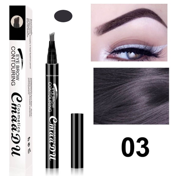 Kokovifyves 4-Tip Microblade Brow Pen Liquid Water Eyebrow Pencil 3D Simulation Eyebrow Color Rendering Natural Sweat Eyebrow Pencil