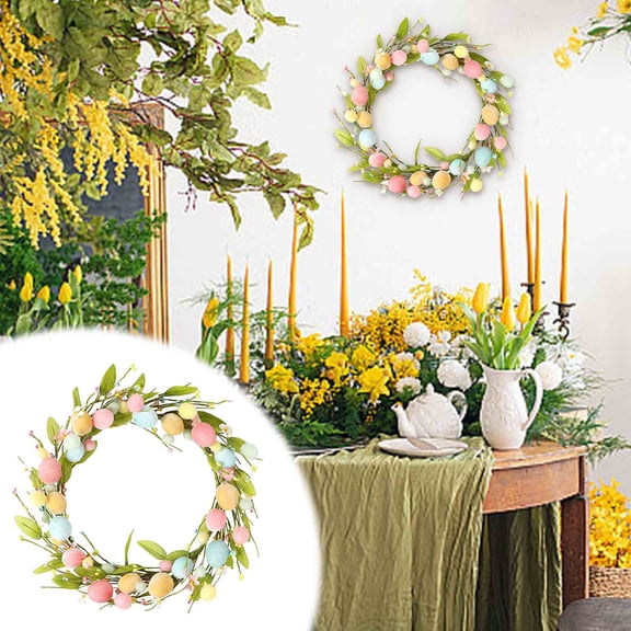 Kokovifyves 45CM Artificial Flower Wreath for Spring Summer, Floral Decoration for Front Door Wall Window Home Courtyard Decor