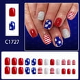 thumbnail image 1 of Kokovifyves 4th Of July Patriotic Press On Nails 24Pcs Classic Flag Style Short Fake Nails Holiday Party Nail Decor, 1 of 9