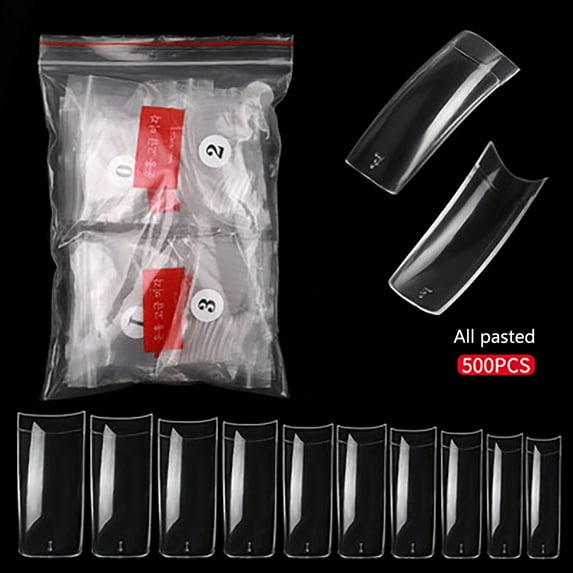 Kokovifyves 500 Pieces of Bagged Nail Pieces, French Nail Pieces, Half and Full Nail Pieces