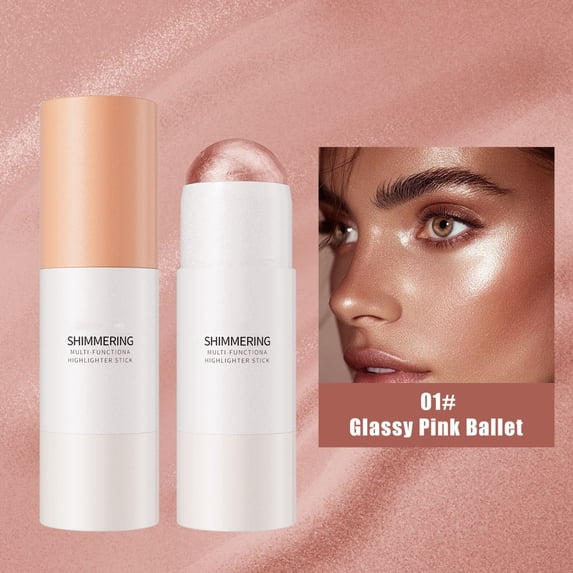 Kokovifyves 6.8g Beauty and Makeup Highlighter Rod Pearl Glows Textured Semi-Transparent Glass Gloss Highlighter Pen