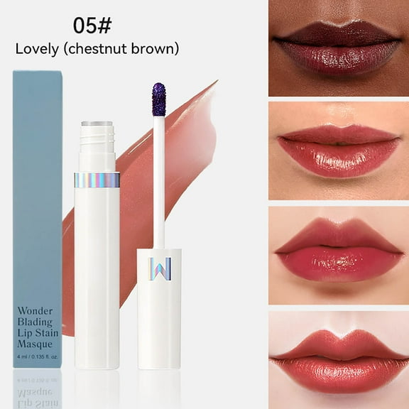 Kokovifyves 7 Colors Peel Off Lip Stain Tint Long Lasting Waterproof Lip Liner Gloss Makeup Nude Dark Brown Shades for All-Day Wear