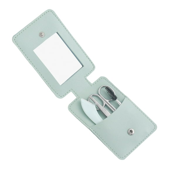 Kokovifyves Beauty & Personal Care Tool Eyebrow Trimmers Kit 5-in-1 Set with Eyebrow Scissors Razors Tweezer Brush and Mirror for Women Includes Leather Carry-Around Bag