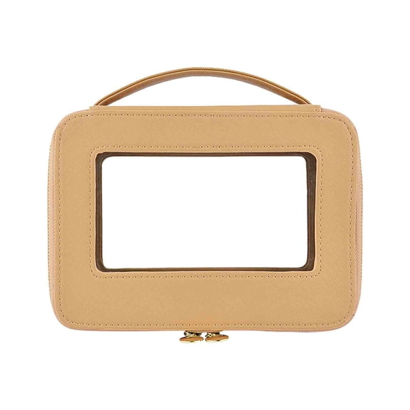 Kokovifyves Beauty Tools New Fashion Counter High End Handheld Makeup Case with High Appearance Value Travel Portable Window Opening Transparent PVC Makeup Bag