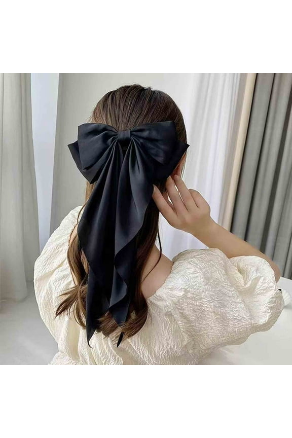 Beauty Tools Women's Hair Clip Long Tailed Tassel Ribbon Bow Clip Girl Solid Color Accessory Hair Clip Claw Bow