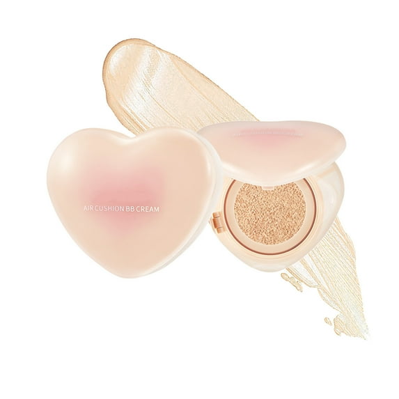 Kokovifyves Beginners Confessions Cushion Set 1 Heart-shaped Cushion Foundations Makeup with 4 Replacement Pads Moisturizing Lightweight Concealer