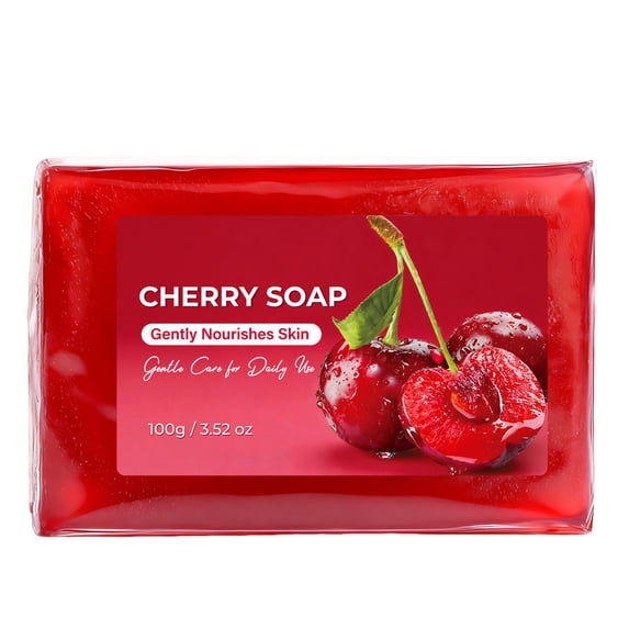 Kokovifyves Cherry Bath Soap Bar, Gentle Cleansing Nourishing Multi-Effect for Face & Body Daily Care 100g
