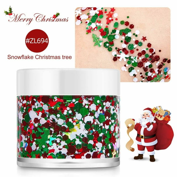 Kokovifyves Christmas Gel Sequins Body Glitter Nail Art Glitter Gel Hair Body Stage Makeup