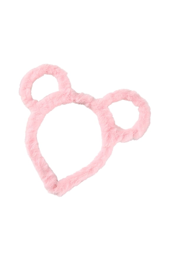 Clearance Sales!Women Winter Thick Plush Headband Round Bear Ears Makeup Hair Hoop Bandana Purple