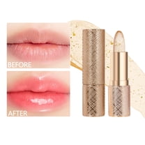 Kokovifyves Color Changing Long Lasting Lipstick Gold Crystal Ph Lipstick 24 Hours Moisturizing Glossy Shine Lip Gloss for Women 3g