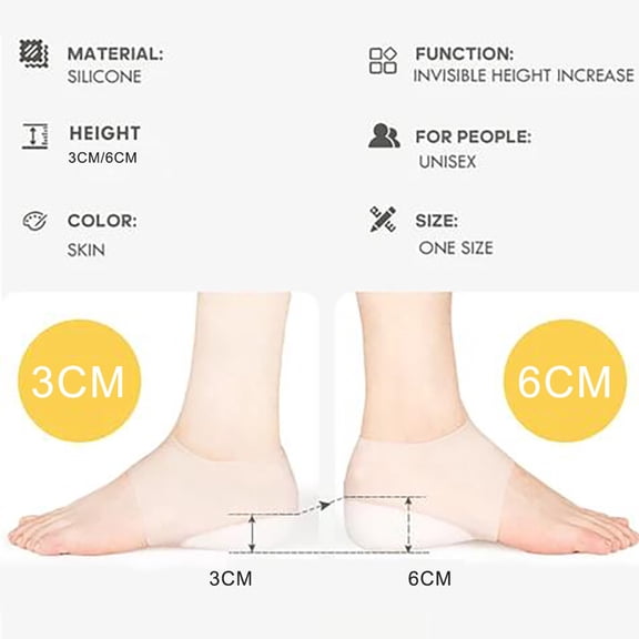 Kokovifyves Concealed Footbed Enhancers invisible Height increase Silicone insoles Pads