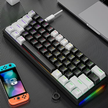 Kokovifyves Consumer Electronics Wired 60% Mechanical Gaming Keyboard Rgb Backlit Compact 61 Keys Mini Keyboard with Blue Switches for Windows Pc