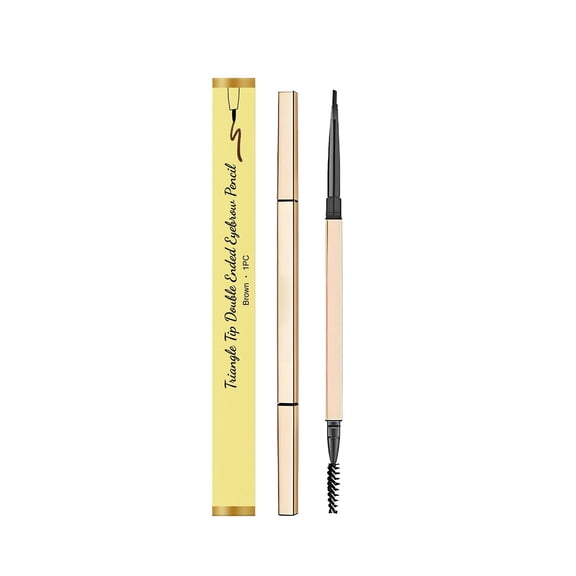Kokovifyves Cosmetic Eyebrow Pencil Double Headed No Long Lasting Eyebrow Pen with Triangular Tip and Brush