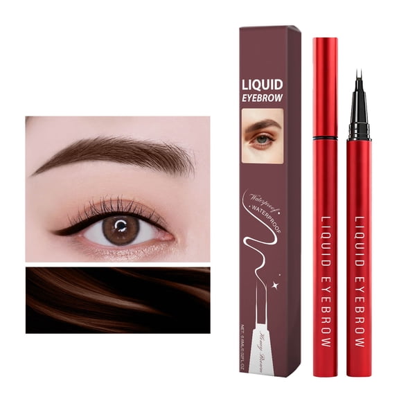 Kokovifyves Double Fork Waterproof Liquid Eyebrow Pencil Three-dimensional Color Rendering Without Smudging Long-lasting Coloring Sweat Proof 0.6ml