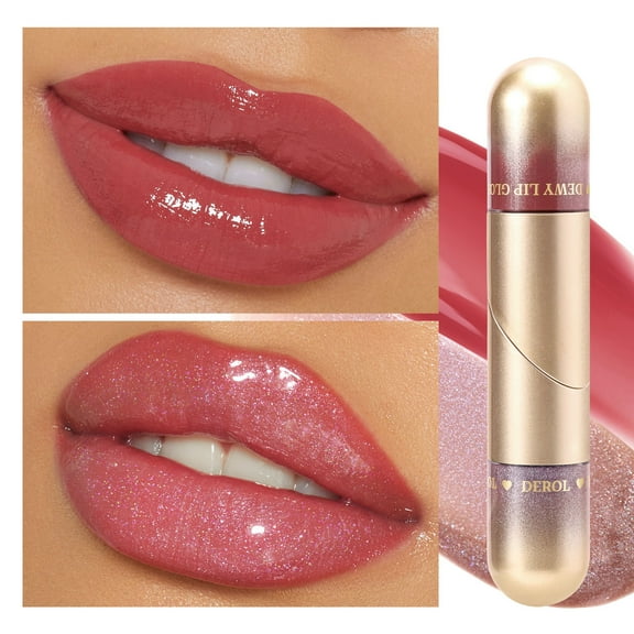 Kokovifyves Double Tube Lip Gloss Lip Lotion Moisturizing Full Lips Glass Lip Oil Glitter Lip Glaze