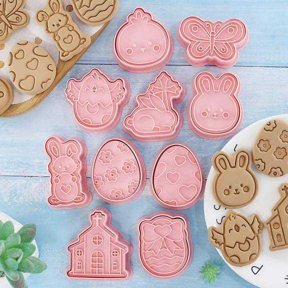 Kokovifyves Easter Decoration Clearance Easter Cookie Cartoon Bunny Easter Cookie Fondant Baking tool Ten-Piece Set
